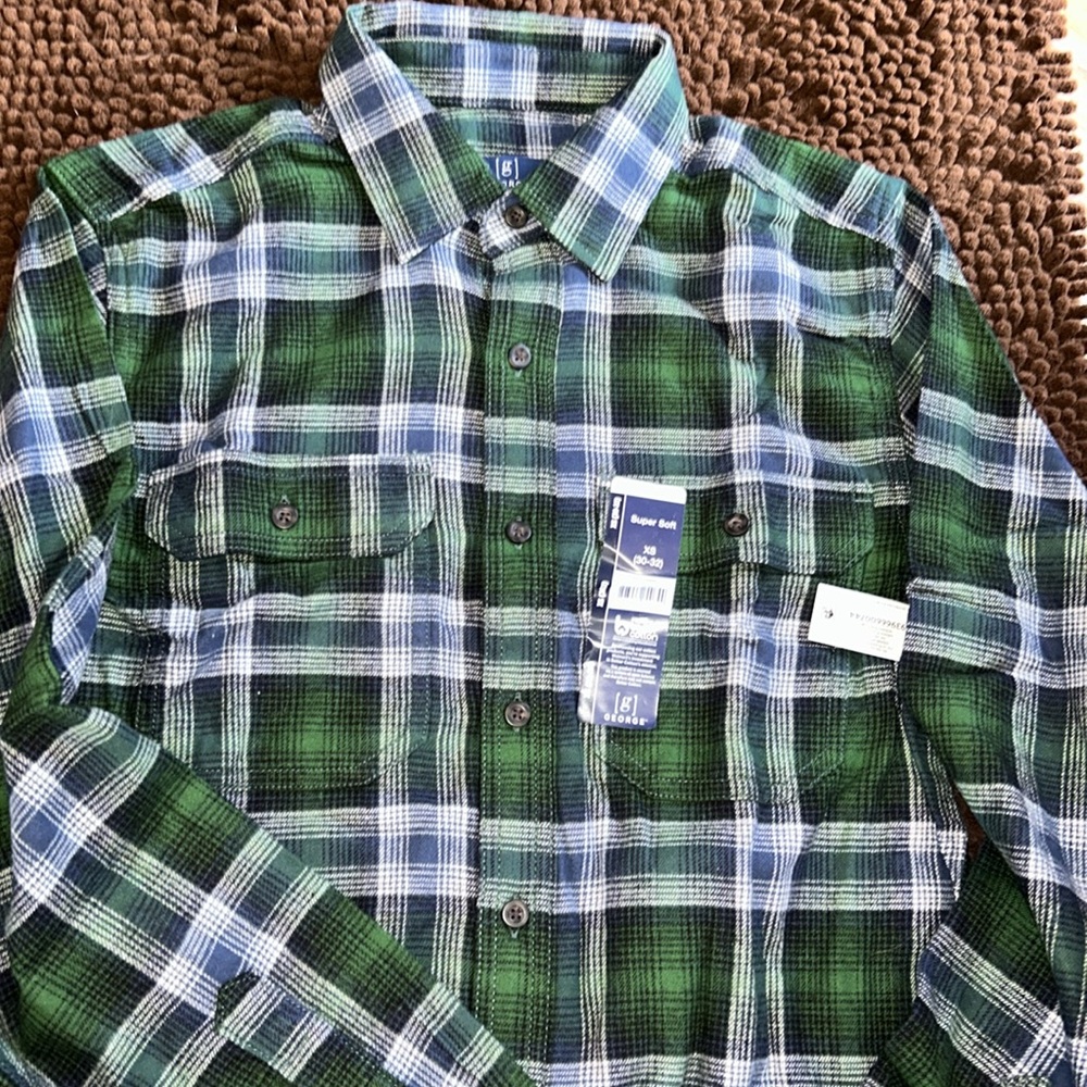 NWT XS Flannel Blue and Green - Picture 2 of 4